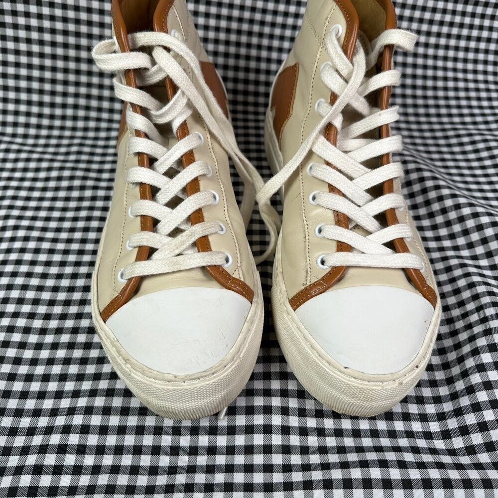 ALOHAS TB.35 Hi-Top Brown & Cream Leather Sneakers Women's US 7 - Picture 3 of 9